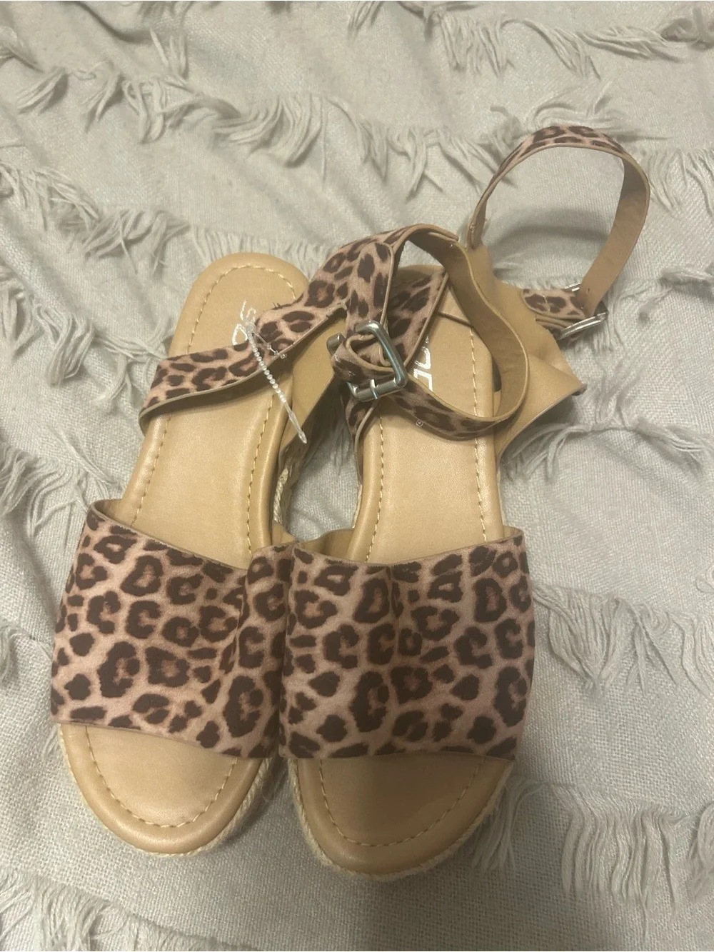 Soda Leopard Print Espadrille Platform Sandals - Brown